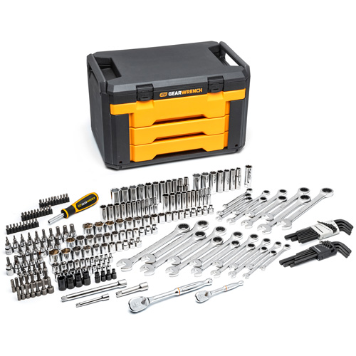 Jeu d'outils pour m&eacute;canicien dans boîte de rangement &agrave; trois tiroirs Pathway Supply LP