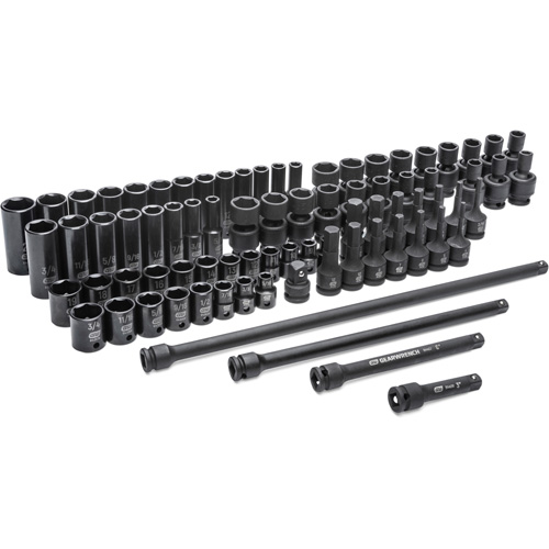 6 Point SAE/Metric Master Socket Set, 80 Pcs, Impact, 3/8" Drive Size, Deep Pathway Supply LP