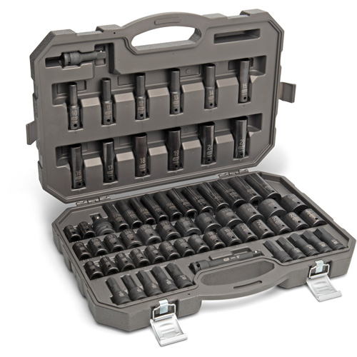 6 Point SAE/Metric Master Socket Set, 80 Pcs, Impact, 3/8" Drive Size, Deep Pathway Supply LP