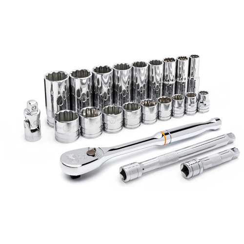 12 Point SAE Mechanics Tool Set, 22 Pcs, 3/8" Drive Size, Deep Pathway Supply LP