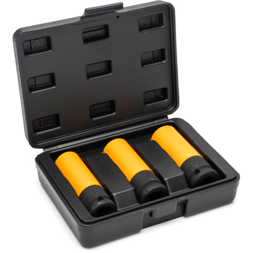 Jeu de douilles m&eacute;triques haute r&eacute;sistance pour protecteurs de roues, 3 Mcx, Chocs, Prise de 1/2", Profond Pathway Supply LP
