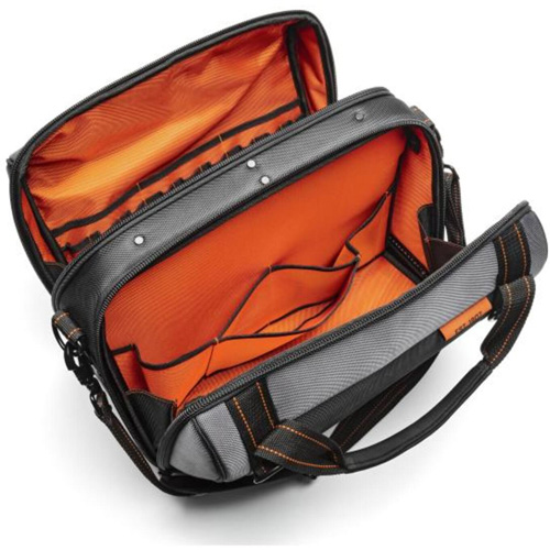 Sac ouvert de 17" pour outils d'ouvrier, Polyester, 3 pochettes, Noir/Gris/Orange Pathway Supply LP