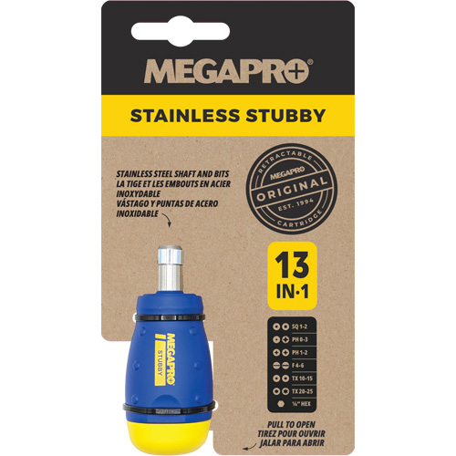 13-in-1 Stubby Screwdriver, 4-1/2" L, Plastic Handle Pathway Supply LP