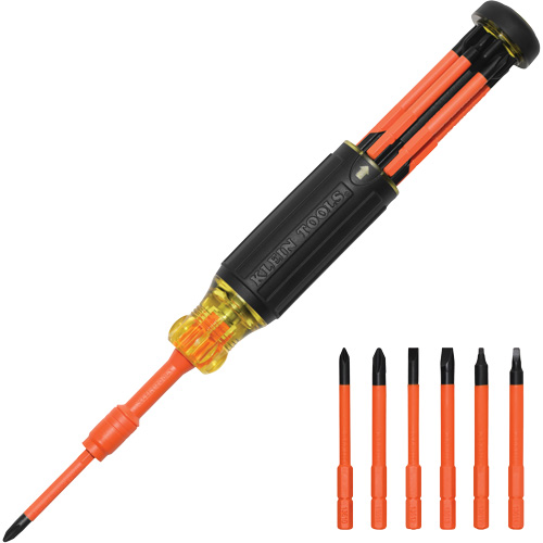 6-in-1 Insulated Auto-Lock Screwdriver, 9-1/2" L, Cushion Grip Handle Pathway Supply LP