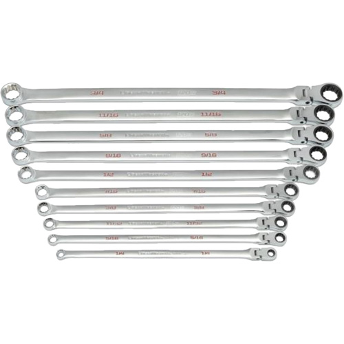 120XP Universal Spline XL Flex Head GearBox Wrench Set, Ratcheting Box, 10 Pieces, Imperial Pathway Supply LP