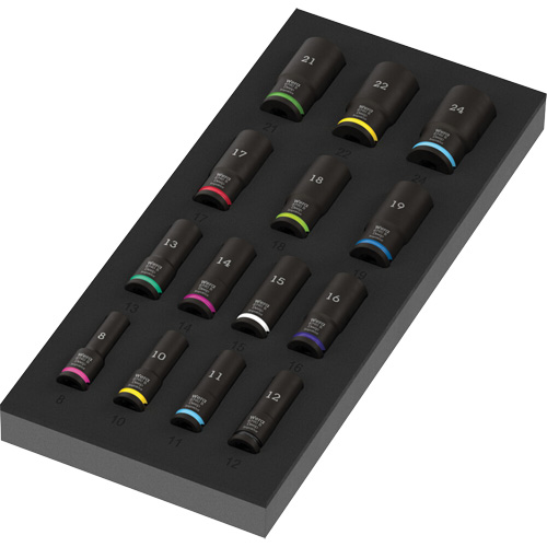 Insert en mousse pour jeu de douilles profondes Impaktor 1 Zyklop B, 15 Mcx, Chocs, Prise de 3/8", Profond Pathway Supply LP