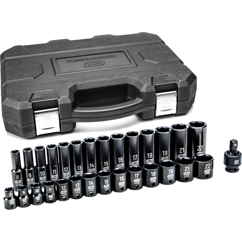 Jeu de douilles m&eacute;triques &agrave; 6 pans, 29 Mcx, Chocs, Prise de 3/8", Profond Pathway Supply LP