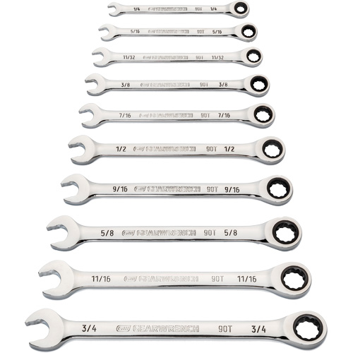 Jeu de cl&eacute;s &agrave; 12 pans et 90 dents, Combinaison &agrave; cliquet, 10 morceaux, Imp&eacute;rial Pathway Supply LP