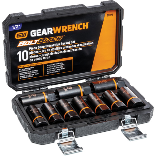 Jeu de douilles d'extraction Bolt Biter, 10 Mcx, Chocs, Prise de 1/2", Profond Pathway Supply LP