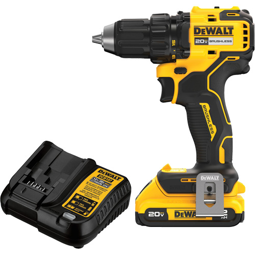 Brushless Cordless Drill/Driver Kit, Lithium-Ion, 20 V, 1/2" Chuck Pathway Supply LP
