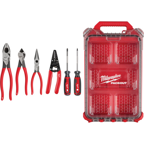 Ensemble de pinces &agrave; prise gain&eacute;e, pince &agrave; d&eacute;nuder et tournevis &agrave; prise coussin&eacute;e avec organisateur PACKOUT Pathway Supply LP