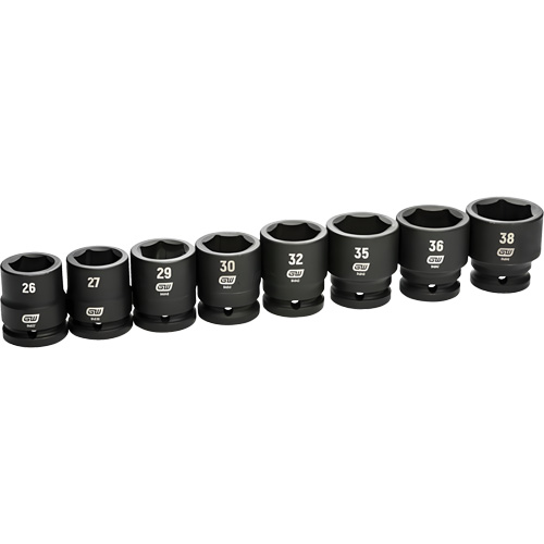 Jeu de douilles m&eacute;triques &agrave; 6 pans, 8 Mcx, Chocs, Prise de 3/4" Pathway Supply LP