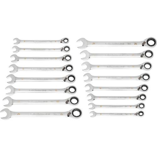 90-Tooth 12-Point Reversible Wrench Set, Ratcheting Box, 16 Pieces, Metric Pathway Supply LP