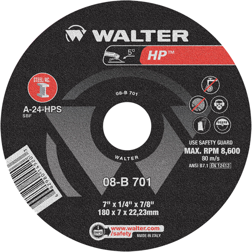 Meule HP &agrave; moyeu d&eacute;port&eacute;, 7" x 1/4", Arbre de 7/8", Type 28 Pathway Supply LP