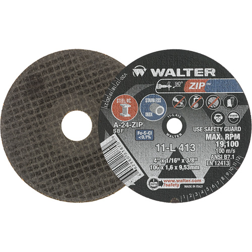 Zip Cut-Off Wheel, 4" x 1/16", 3/8" Arbor, Type 1, Aluminum Oxide, 19100 RPM Pathway Supply LP