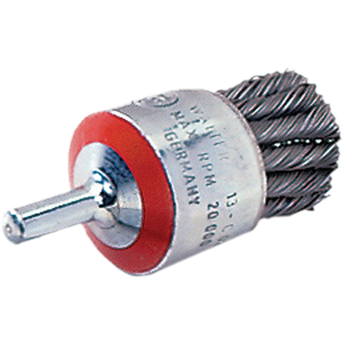 Mounted Knot-Twisted Wire Brush, 1-1/8" Dia., 0.02" Wire Dia., 1/4" Shank Pathway Supply LP