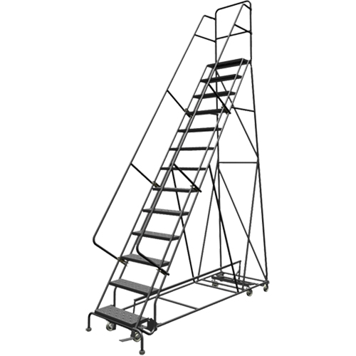 All Directional Rolling Ladder, 13 Steps, 24" Step Width, 130" Platform Height, Steel Pathway Supply LP