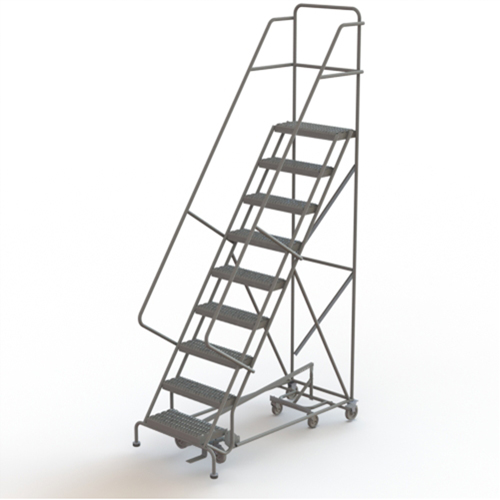 All Directional Rolling Ladder, 9 Steps, 24" Step Width, 90" Platform Height, Steel Pathway Supply LP