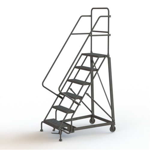 Heavy Duty Rolling Ladder, 6 Steps, 24" Step Width, 60" Platform Height, Steel Pathway Supply LP
