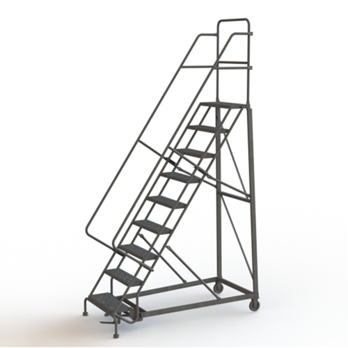 Heavy Duty Rolling Ladder, 9 Steps, 24" Step Width, 90" Platform Height, Steel Pathway Supply LP