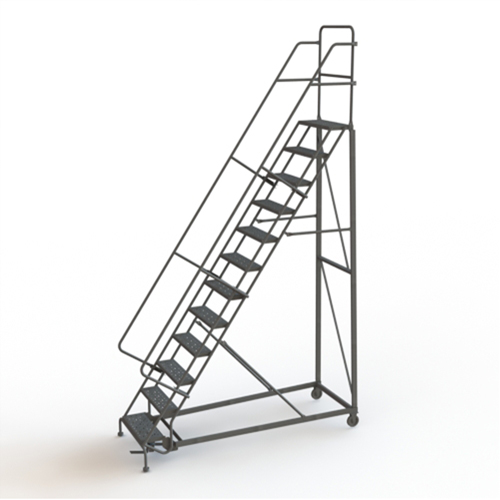 Heavy Duty Rolling Ladder, 12 Steps, 24" Step Width, 120" Platform Height, Steel Pathway Supply LP