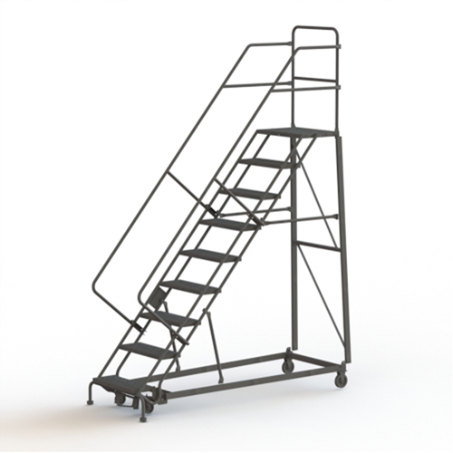 Heavy Duty Safety Slope Ladder, 9 Steps, Perforated, 50° Incline, 90" High Pathway Supply LP