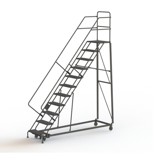Heavy Duty Safety Slope Ladder, 11 Steps, Perforated, 50° Incline, 110" High Pathway Supply LP