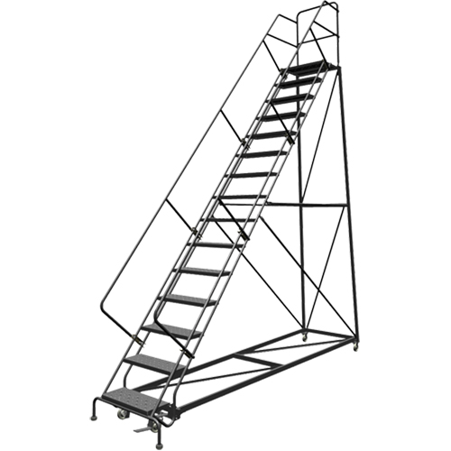 Safety Slope Rolling Ladder, 15 Steps, Perforated, 50° Incline, 150" High Pathway Supply LP