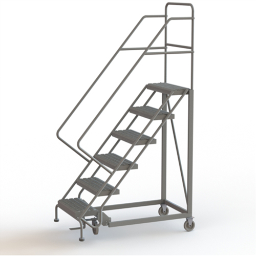 Safety Slope Rolling Ladder, 6 Steps, Serrated, 50° Incline, 60" High Pathway Supply LP