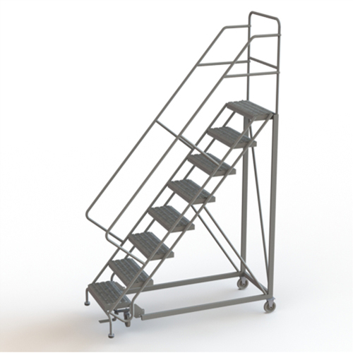 Safety Slope Rolling Ladder, 8 Steps, Serrated, 50° Incline, 80" High Pathway Supply LP