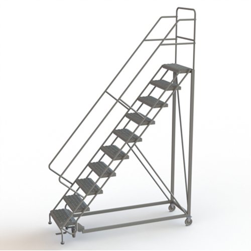 Safety Slope Rolling Ladder, 10 Steps, Serrated, 50° Incline, 100" High Pathway Supply LP