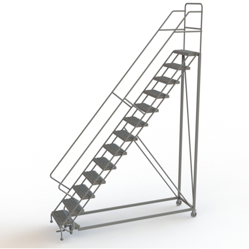 Safety Slope Rolling Ladder, 13 Steps, Serrated, 50° Incline, 130" High Pathway Supply LP