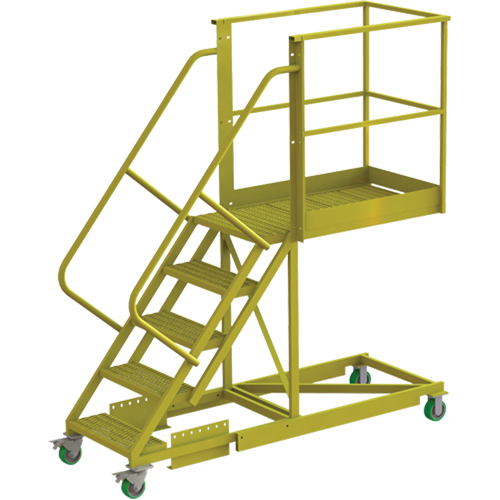 Cantilever Rolling Ladder, Supported, 5 Steps, 40" Platform Depth, 50" Platform Height Pathway Supply LP
