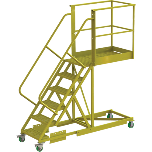 Cantilever Rolling Ladder, Supported, 6 Steps, 40" Platform Depth, 60" Platform Height Pathway Supply LP
