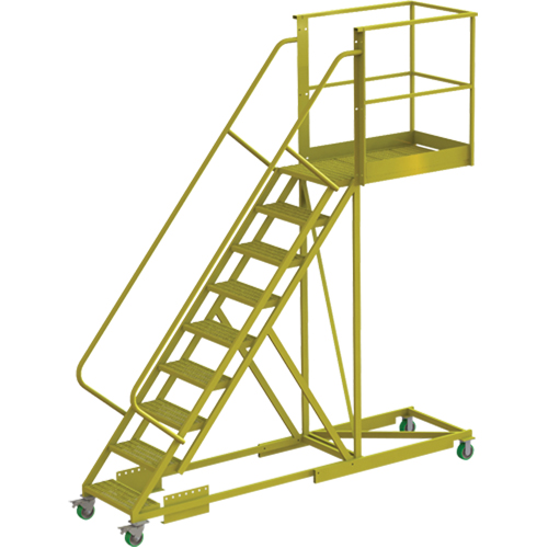 Cantilever Rolling Ladder, Supported, 9 Steps, 40" Platform Depth, 90" Platform Height Pathway Supply LP