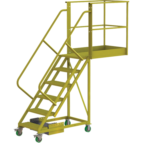 Cantilever Rolling Ladder, Unsupported, 6 Steps, 40" Platform Depth, 60" Platform Height Pathway Supply LP