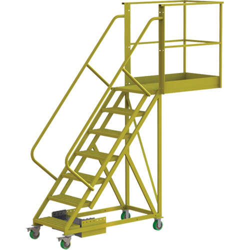 Cantilever Rolling Ladder, Unsupported, 7 Steps, 40" Platform Depth, 70" Platform Height Pathway Supply LP