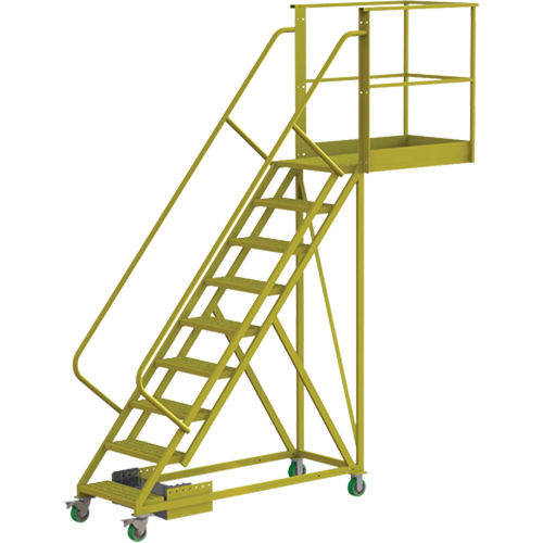 Cantilever Rolling Ladder, Unsupported, 9 Steps, 40" Platform Depth, 90" Platform Height Pathway Supply LP