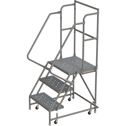 Deep Top Step Rolling Ladder, 3 Steps, 16" Step Width, 30" Platform Height, Steel Pathway Supply LP