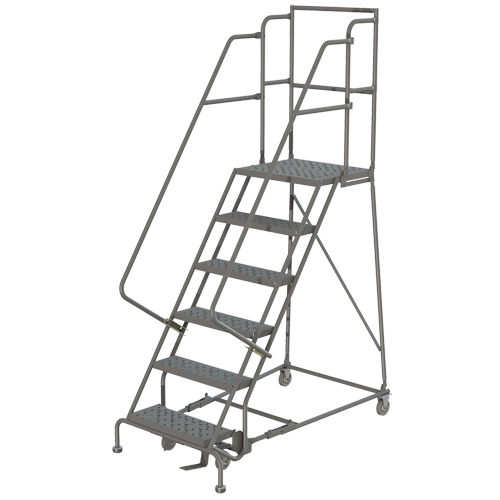 Deep Top Step Rolling Ladder, 7 Steps, 24" Step Width, 70" Platform Height, Steel Pathway Supply LP