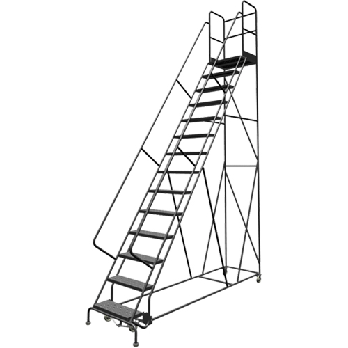 Deep Top Step Rolling Ladder, 14 Steps, 24" Step Width, 140" Platform Height, Steel Pathway Supply LP