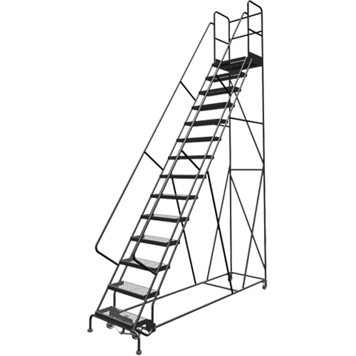 Deep Top Step Rolling Ladder, 14 Steps, 24" Step Width, 140" Platform Height, Steel Pathway Supply LP