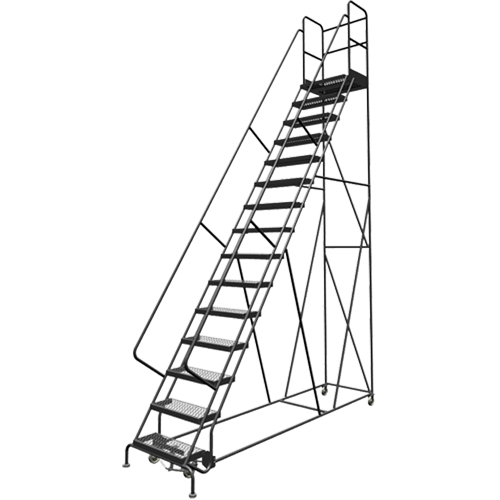 Deep Top Step Rolling Ladder, 15 Steps, 24" Step Width, 150" Platform Height, Steel Pathway Supply LP