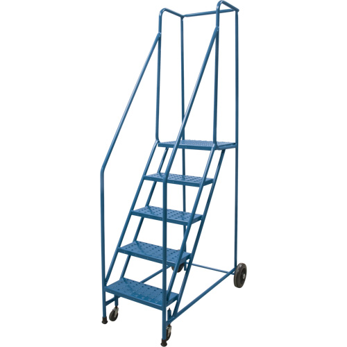 Rolling Step Ladder, 5 Steps, 18" Step Width, 46" Platform Height, Steel Pathway Supply LP