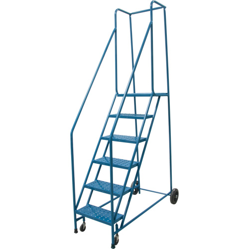Escabeau roulant, 6 marches, Largeur de la marche 18", Hauteur de la plateforme 55", Acier Pathway Supply LP