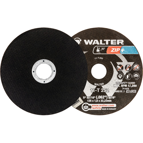 Zip+ Right Angle Grinder Reinforced Cut-Off Wheels, 5" x 1/16", 7/8" Arbor, Type 1, Zirconia Alumina, 12200 RPM Pathway Supply LP