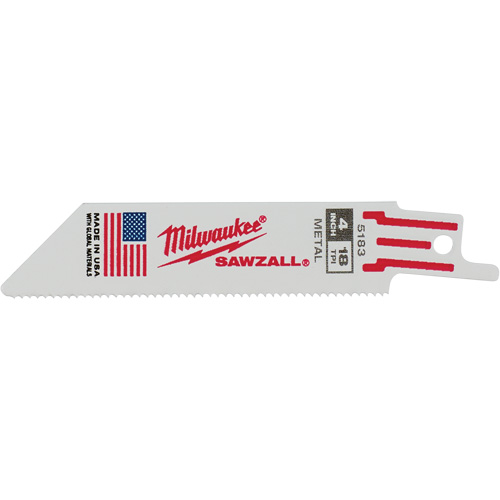 Lame de scie alternative Sawzall, Bim&eacute;tal, 18 Dents par pouce, 4" lo x 3/4" la Pathway Supply LP