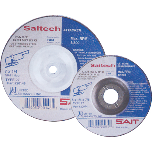 Meule Saitech Ultimate Performance, 4" x 1/4", Arbre 3/8", Oxyde d'aluminium, Type 27 Pathway Supply LP