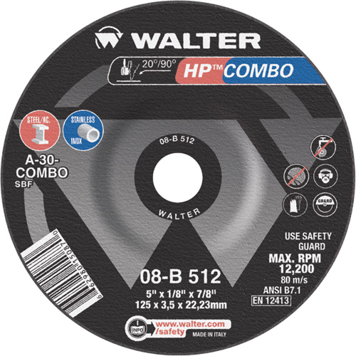HP Combo Depressed Center Combination Wheel, 5" x 1/8", 7/8" Arbor, Type 27 Pathway Supply LP