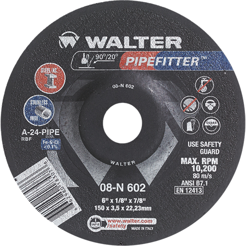 PIPEFITTER Grinding Wheel, 6" x 1/8", 7/8" Arbor, Type 27 Pathway Supply LP